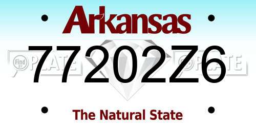 77202Z6 Arkansas License Plate