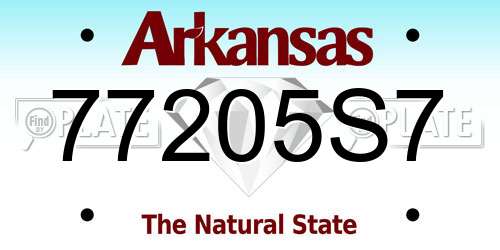 77205S7 Arkansas License Plate