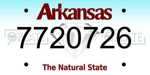 7720726 Arkansas License Plate
