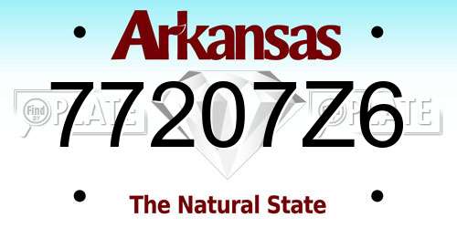 77207Z6 Arkansas License Plate