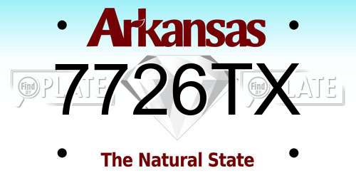 7726TX Arkansas License Plate