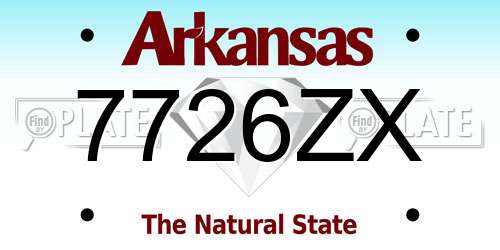 7726ZX Arkansas License Plate