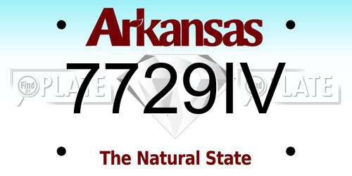 7729IV Arkansas License Plate