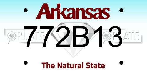 772B13 Arkansas License Plate