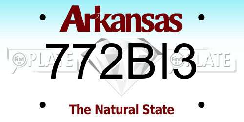 772BI3 Arkansas License Plate
