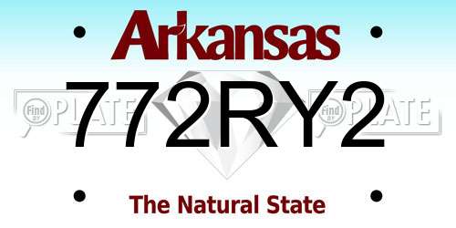 772RY2 Arkansas License Plate