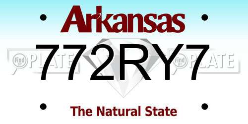 772RY7 Arkansas License Plate