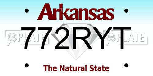 772RYT Arkansas License Plate
