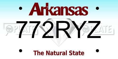 772RYZ Arkansas License Plate