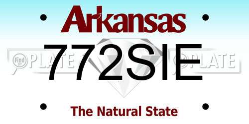 772SIE Arkansas License Plate