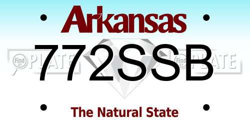 772SSB Arkansas License Plate