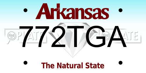 772TGA Arkansas License Plate