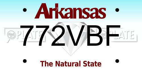 772VBF Arkansas License Plate