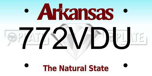 772VDU Arkansas License Plate