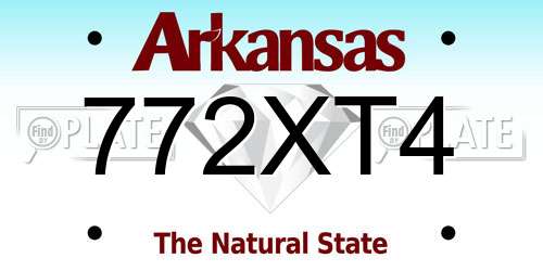 772XT4 Arkansas License Plate