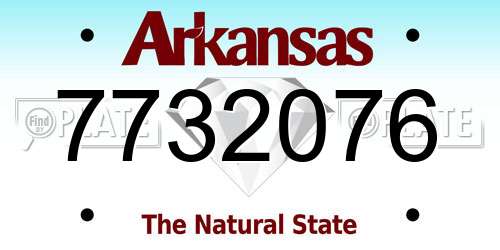 7732076 Arkansas License Plate