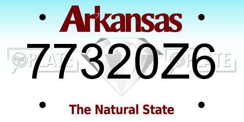 77320Z6 Arkansas License Plate