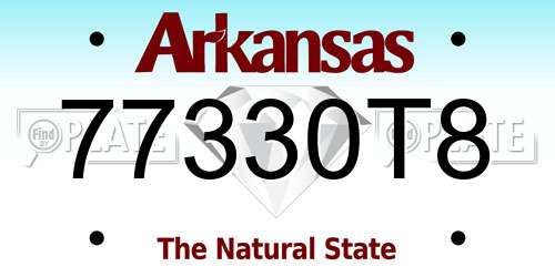 77330T8 Arkansas License Plate