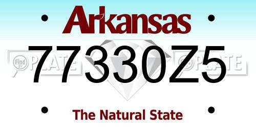77330Z5 Arkansas License Plate