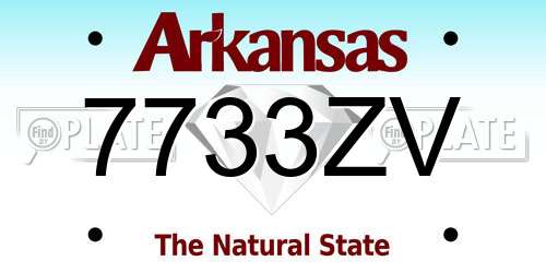 7733ZV Arkansas License Plate