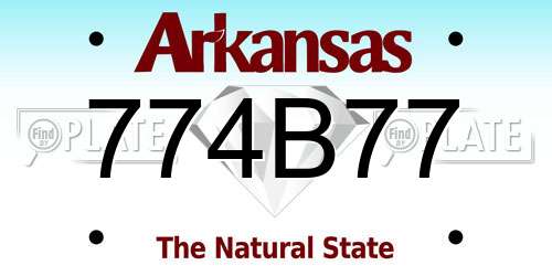 774B77 Arkansas License Plate