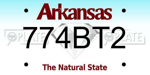 774BT2 Arkansas License Plate