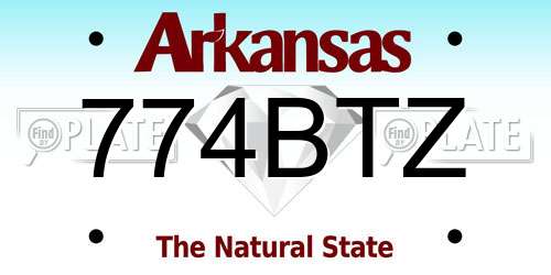 774BTZ Arkansas License Plate