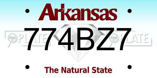 774BZ7 Arkansas License Plate