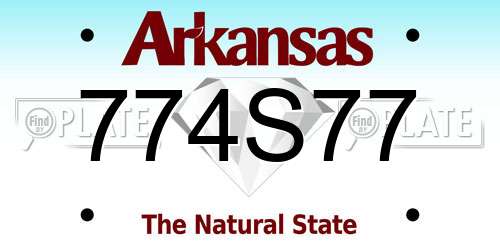 774S77 Arkansas License Plate