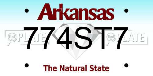 774ST7 Arkansas License Plate