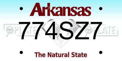 774SZ7 Arkansas License Plate
