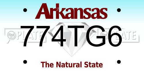 774TG6 Arkansas License Plate