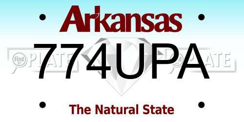 774UPA Arkansas License Plate
