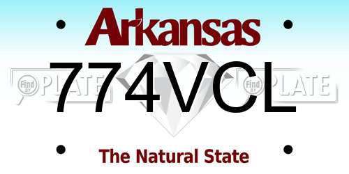 774VCL Arkansas License Plate