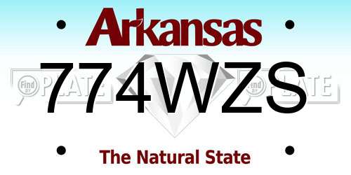 774WZS Arkansas License Plate