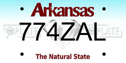 774ZAL Arkansas License Plate