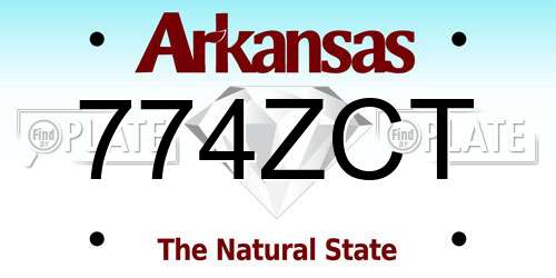 774ZCT Arkansas License Plate