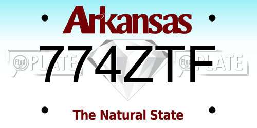 774ZTF Arkansas License Plate