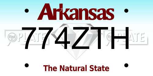 774ZTH Arkansas License Plate