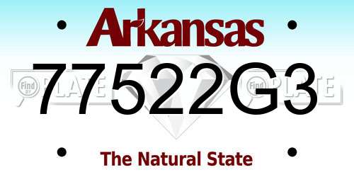 77522G3 Arkansas License Plate