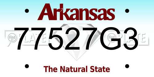 77527G3 Arkansas License Plate