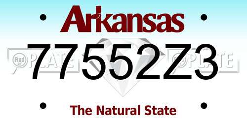 77552Z3 Arkansas License Plate