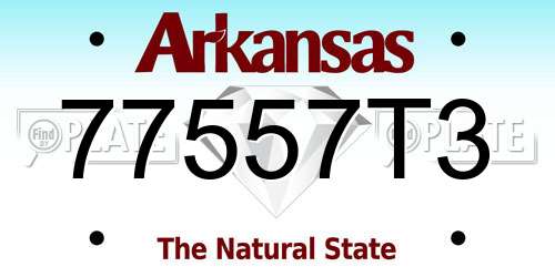 77557T3 Arkansas License Plate