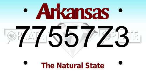 77557Z3 Arkansas License Plate