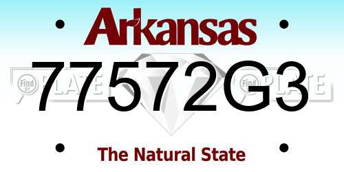 77572G3 Arkansas License Plate