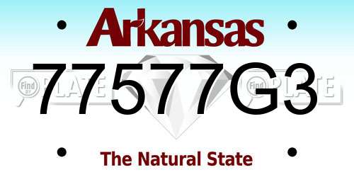 77577G3 Arkansas License Plate
