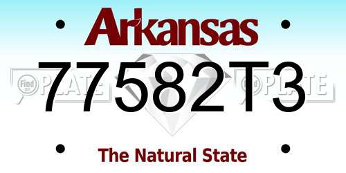 77582T3 Arkansas License Plate