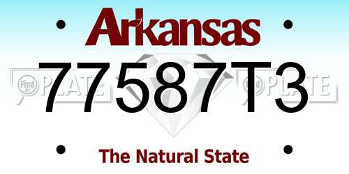 77587T3 Arkansas License Plate