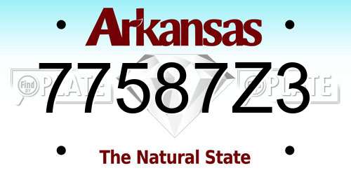 77587Z3 Arkansas License Plate