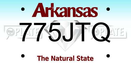 775JTQ Arkansas License Plate